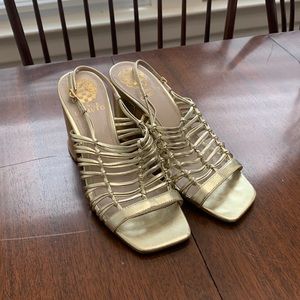 Vince Camuto gold block sandals